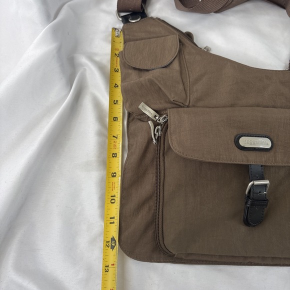 Baggallini Messenger Crossbody Shoulder Bag Purse Travel Brown Blue Interior - Picture 12 of 12
